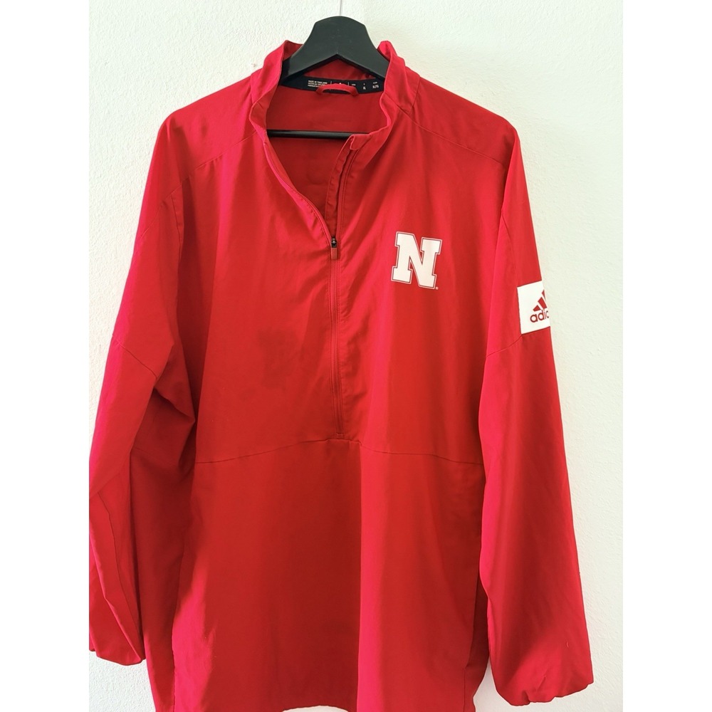 Adidas Nebraska Cornhuskers 1/4 Zip Jacket Men's XL Red Pullover Windbreaker